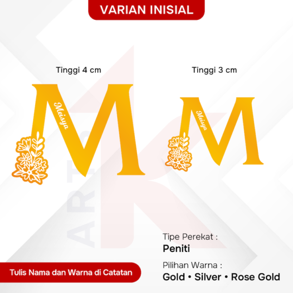 bros akrilik mirror inisial custom nama