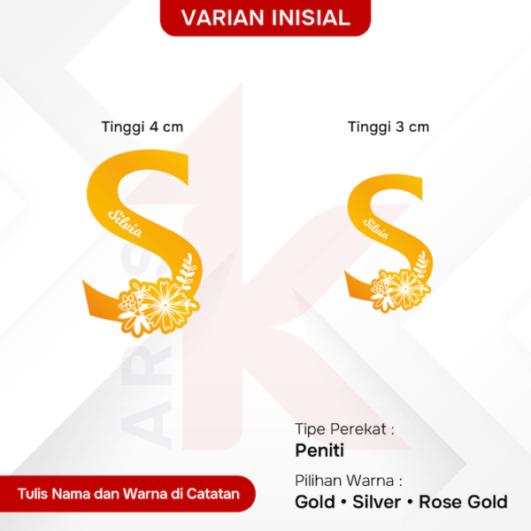 bros akrilik mirror inisial custom nama