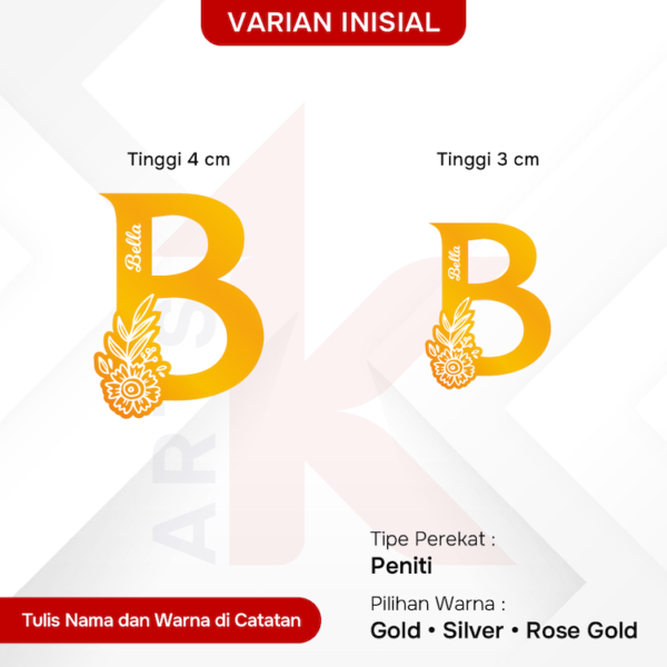 bros akrilik mirror inisial custom nama