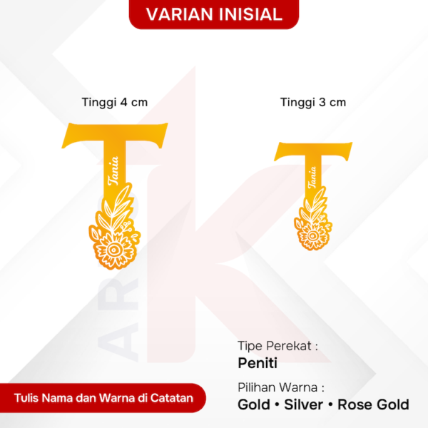 bros akrilik mirror inisial custom nama