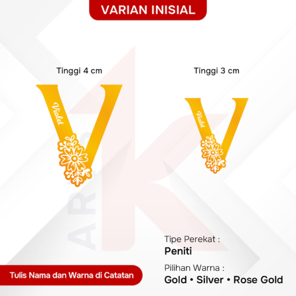 bros akrilik mirror inisial custom nama