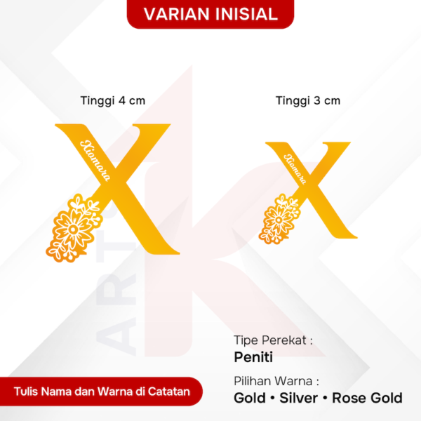 bros akrilik mirror inisial custom nama