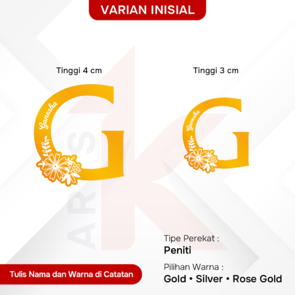 bros akrilik mirror inisial custom nama
